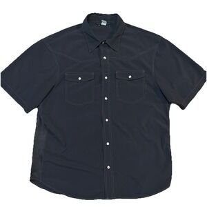 Club Ride Men's XL Black Solid Pearl‎ Snap Short Sleeve Shirt Jersey